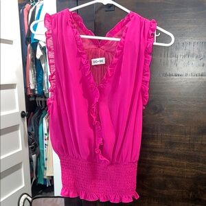 DO+BE Hot Pink Ruffle Blouse